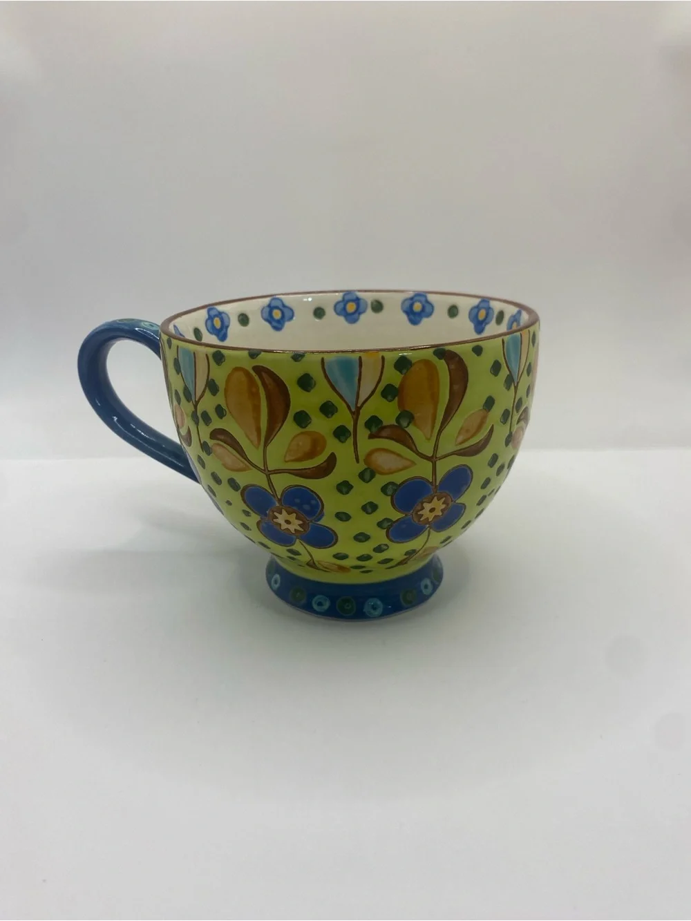 Coastal Imports Dutch Wax Mug Hand Painted Embossed Textured Jumbo Latte Cup